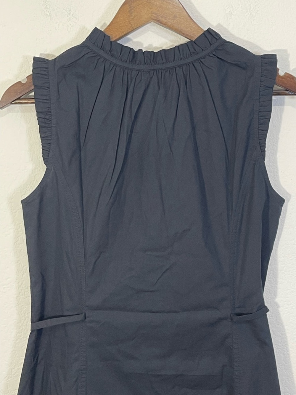 J Crew Fac NWT Ruffle Tie Neck Mini Dress Size 4 in Black - Picture 12 of 14